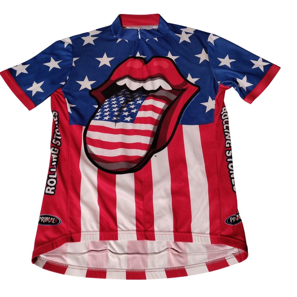 Primal Wear Rolling Stones Cycling Jersey Sz L Flag 2005 - See Measurements
